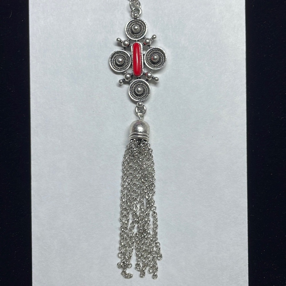 Simple Long Red Necklace